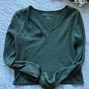 American Eagle Outfitters Forest Green Long Sleeve Top